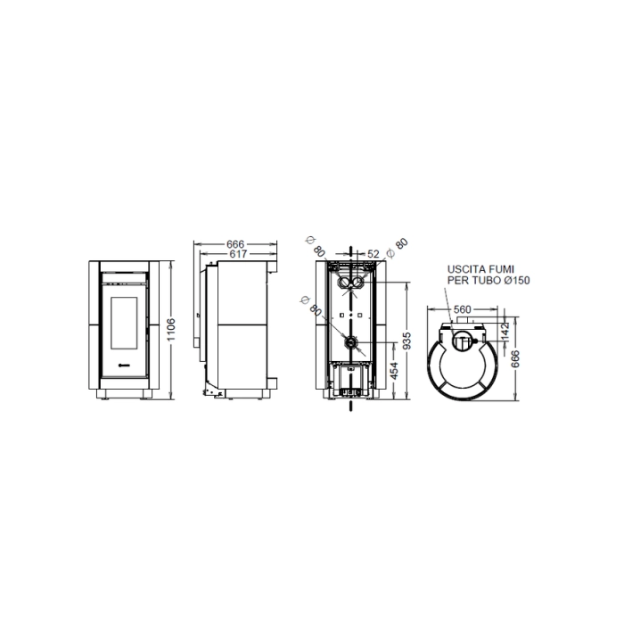 Piec na drewno Thermorossi Dorica Wood Stone HP 8,5kW